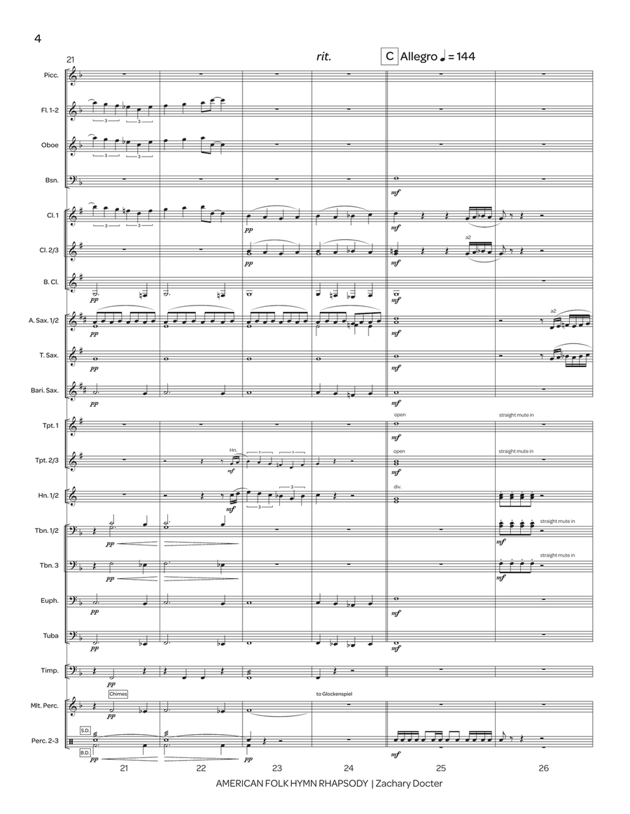 American Folk Hymn Rhapsody (score only) Concert Band scores gallery preview page 5