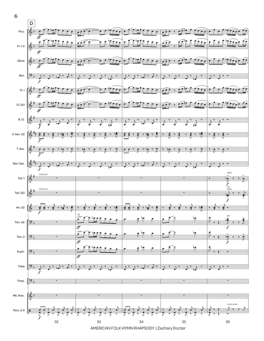 American Folk Hymn Rhapsody (score only) Concert Band scores gallery preview page 7