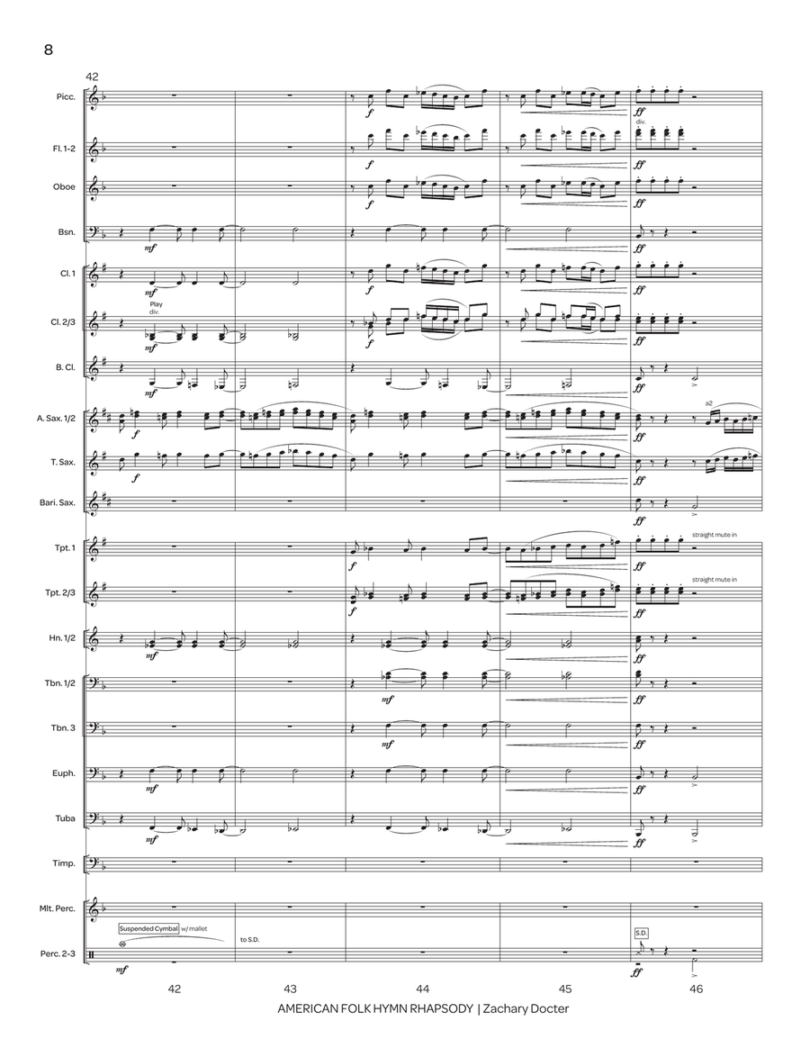 American Folk Hymn Rhapsody (score only) Concert Band scores gallery preview page 9