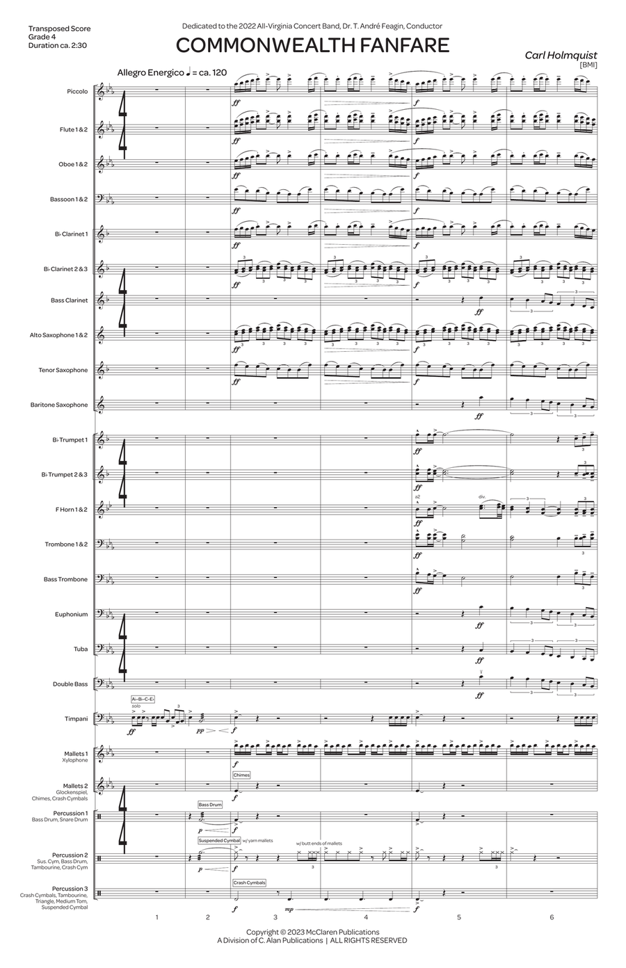 Commonwealth Fanfare (score only) Concert Band scores gallery preview page 3