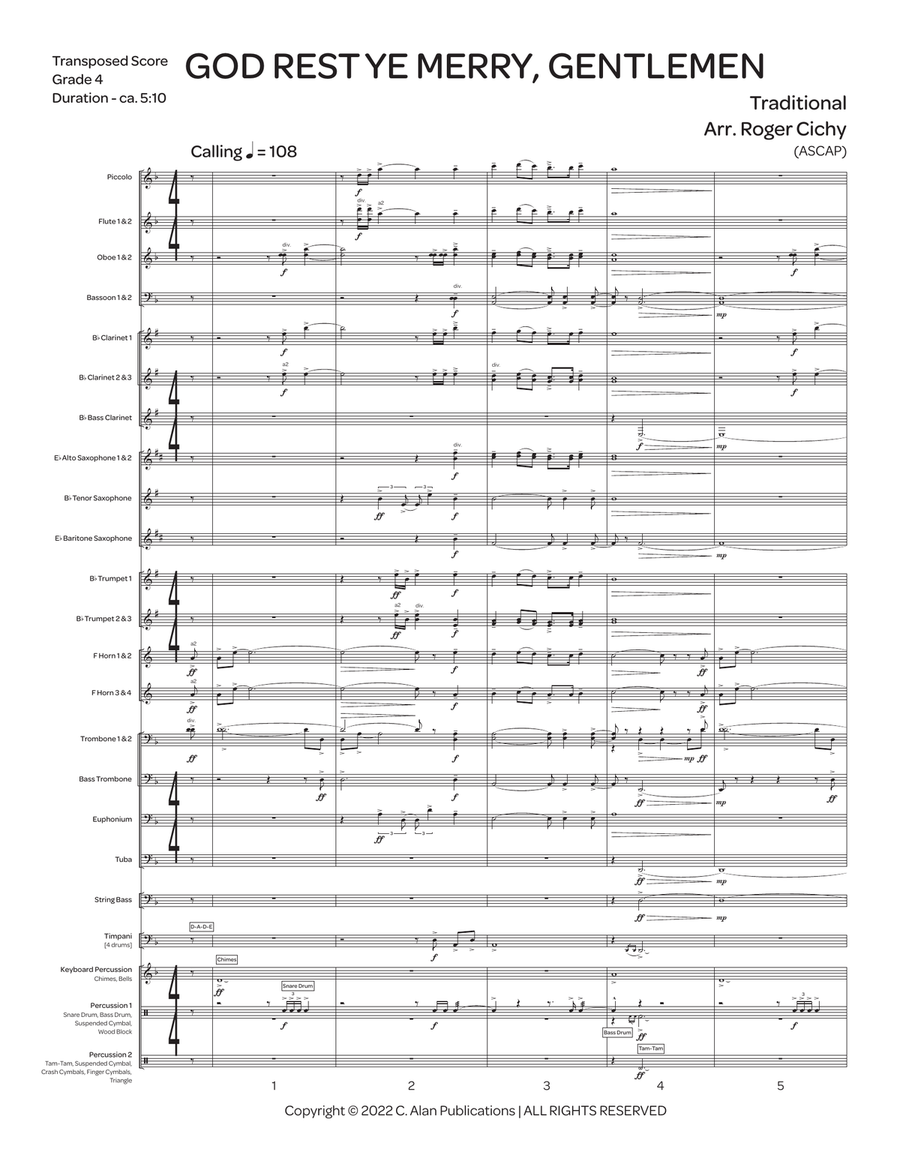 God Rest Ye Merry, Gentlemen (score only) Concert Band scores gallery preview page 2