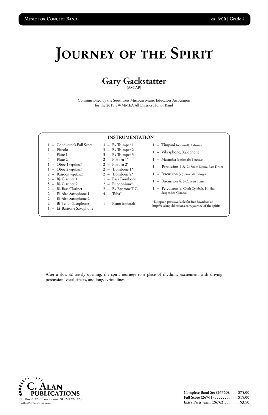 Journey of the Spirit Journey of the Spirit Concert Band scores gallery preview page 2