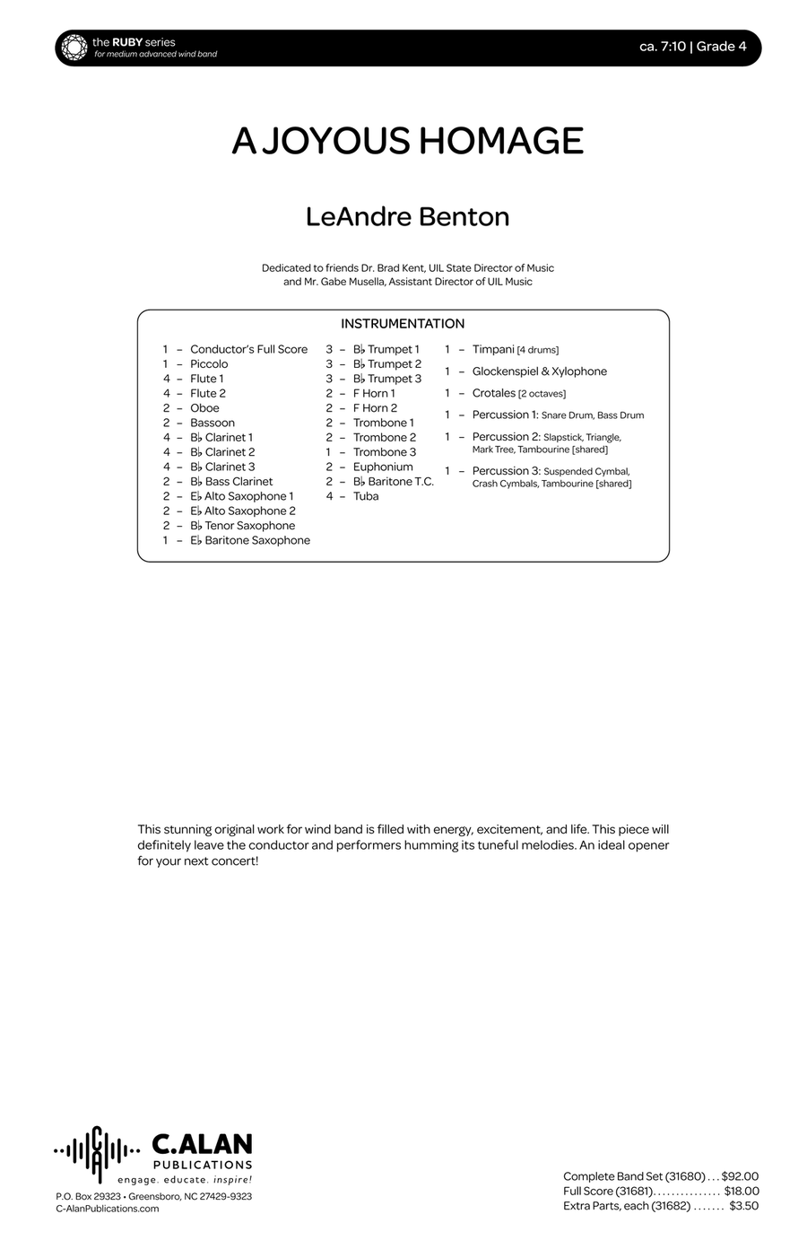 Joyous Homage, A Joyous Homage, A Concert Band scores gallery preview page 2