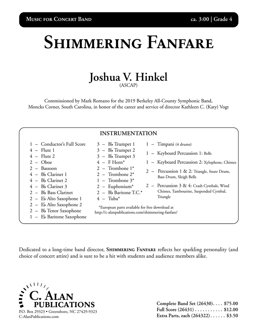 Shimmering Fanfare (score only) Concert Band scores gallery preview page 2