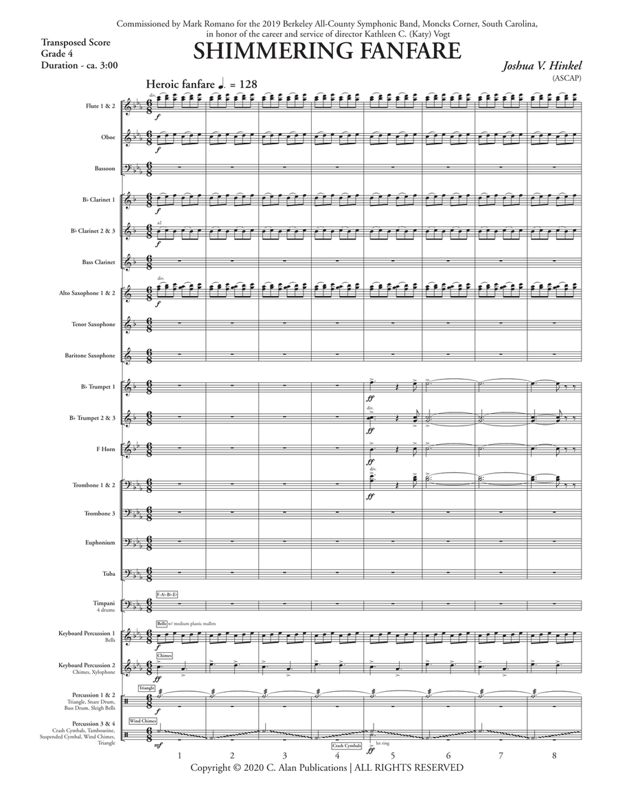 Shimmering Fanfare (score only) Concert Band scores gallery preview page 3