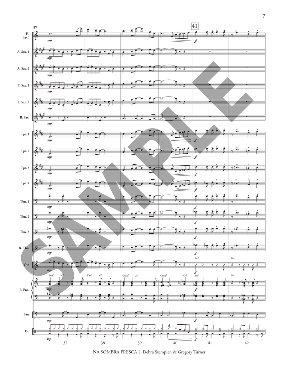 Na Sombra Fresca (score only) Jazz Ensemble scores gallery preview page 8