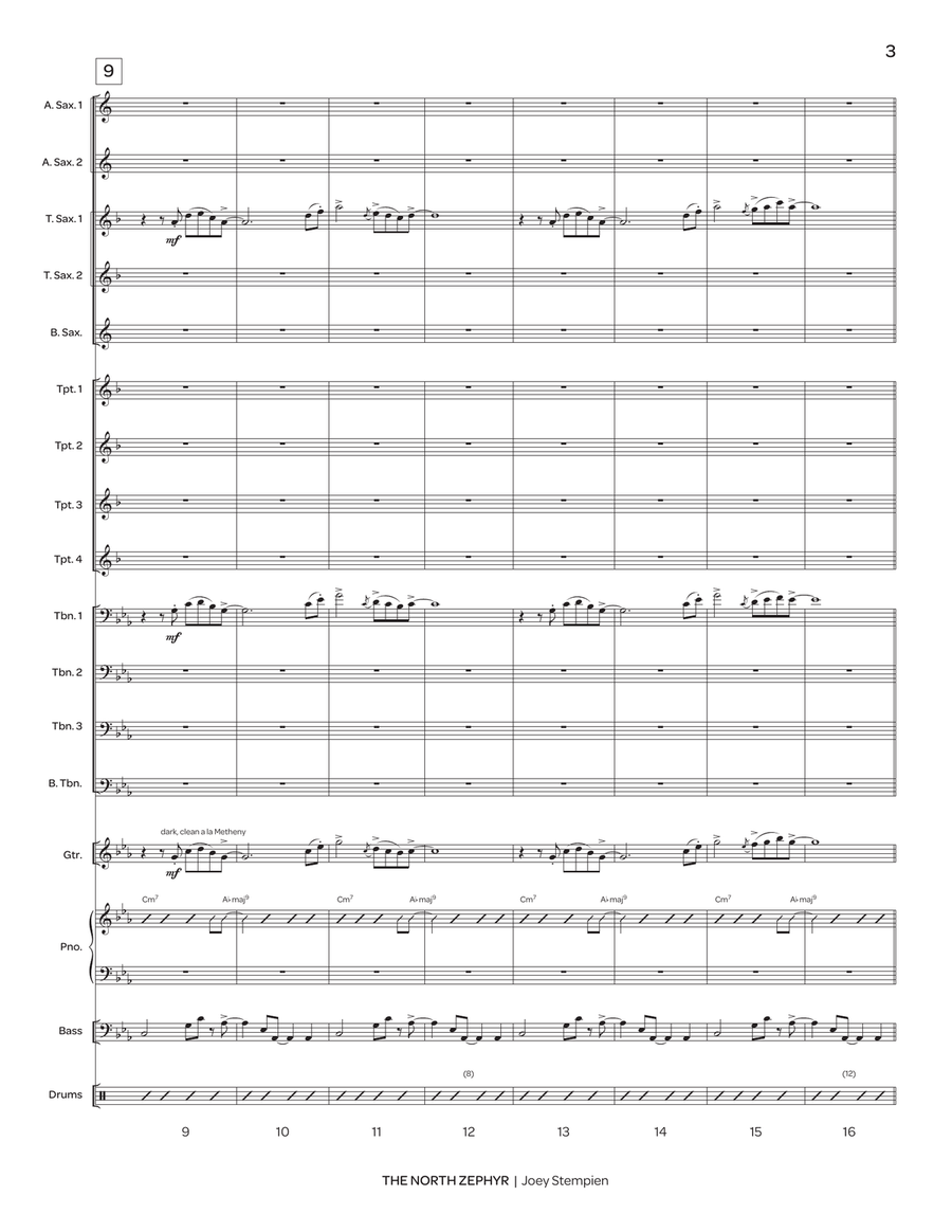 The North Zephyr (score only) Jazz Ensemble scores gallery preview page 3