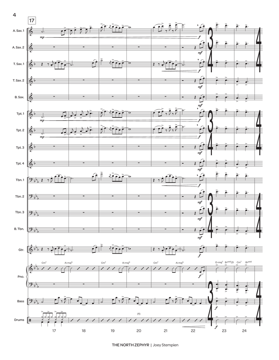 The North Zephyr (score only) Jazz Ensemble scores gallery preview page 4