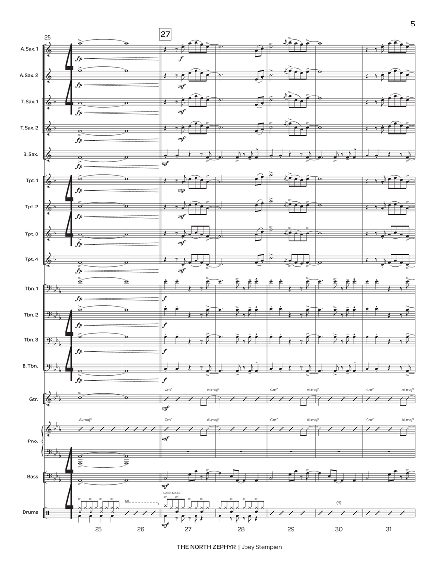 The North Zephyr (score only) Jazz Ensemble scores gallery preview page 5