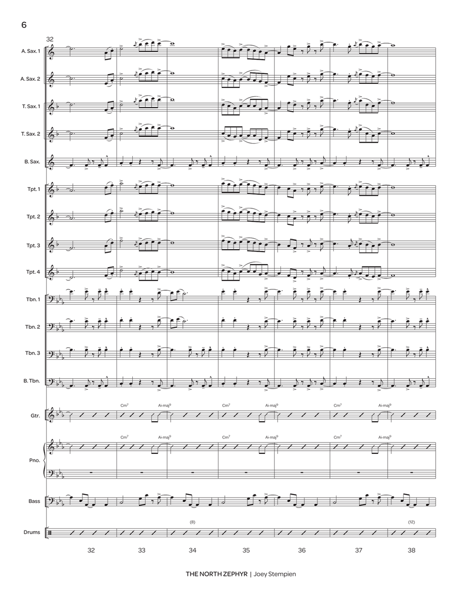 The North Zephyr (score only) Jazz Ensemble scores gallery preview page 6