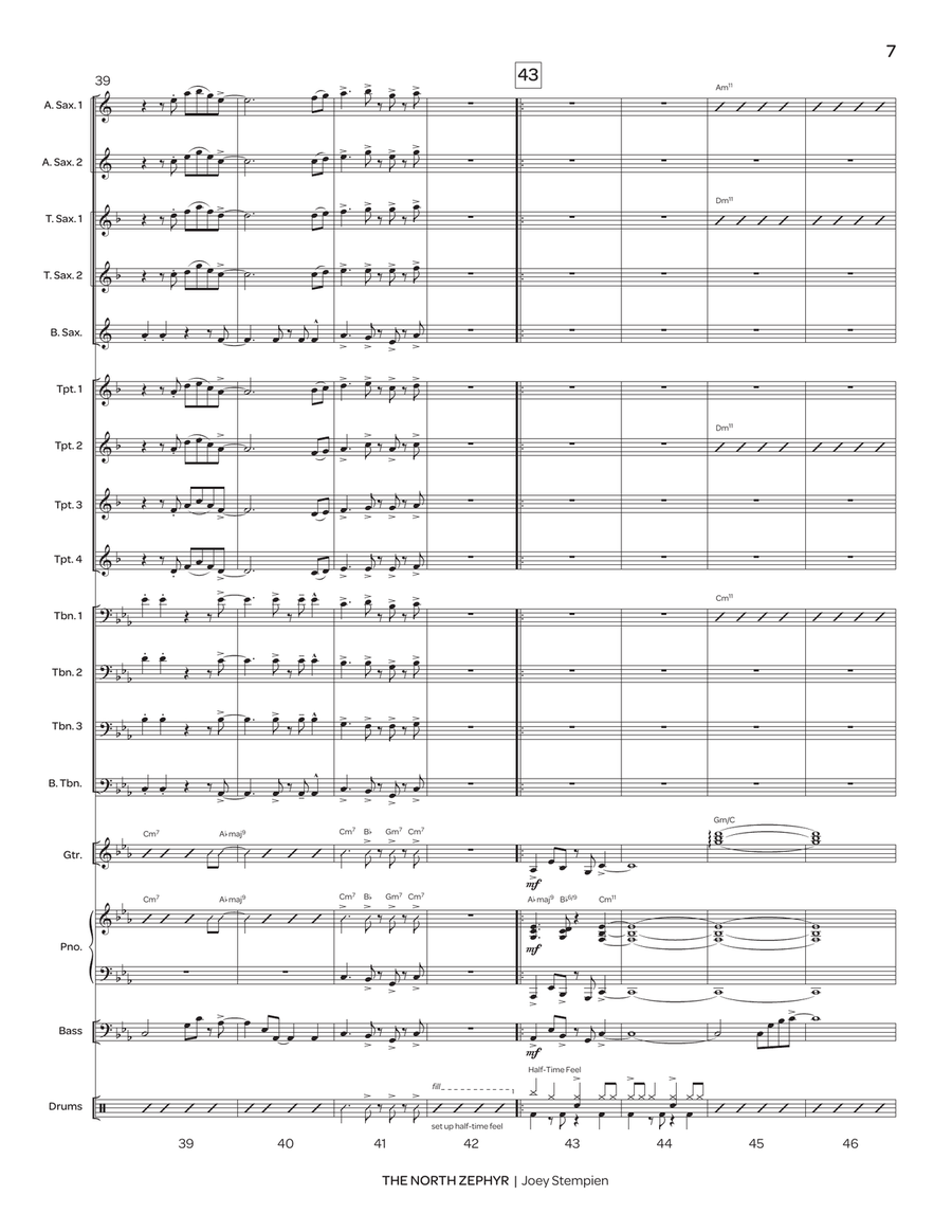 The North Zephyr (score only) Jazz Ensemble scores gallery preview page 7