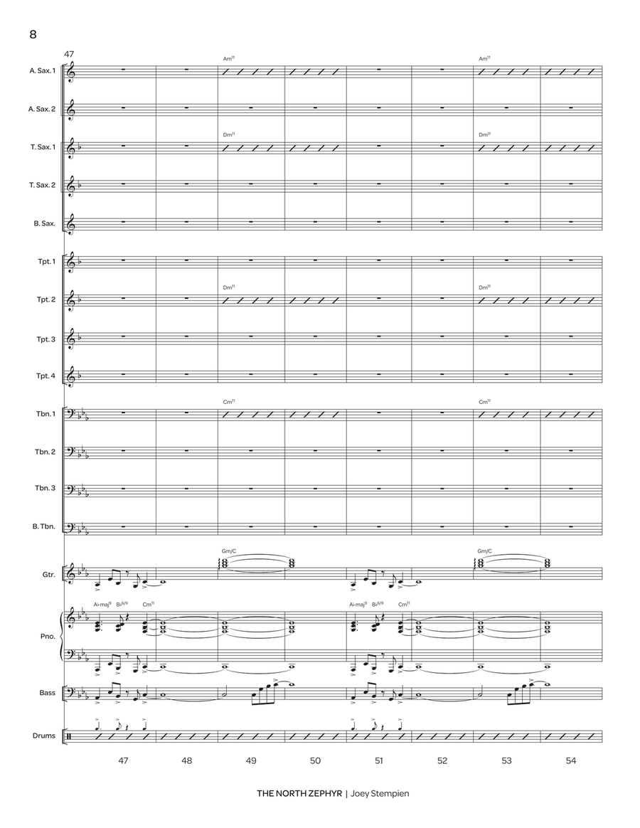 The North Zephyr (score only) Jazz Ensemble scores gallery preview page 8