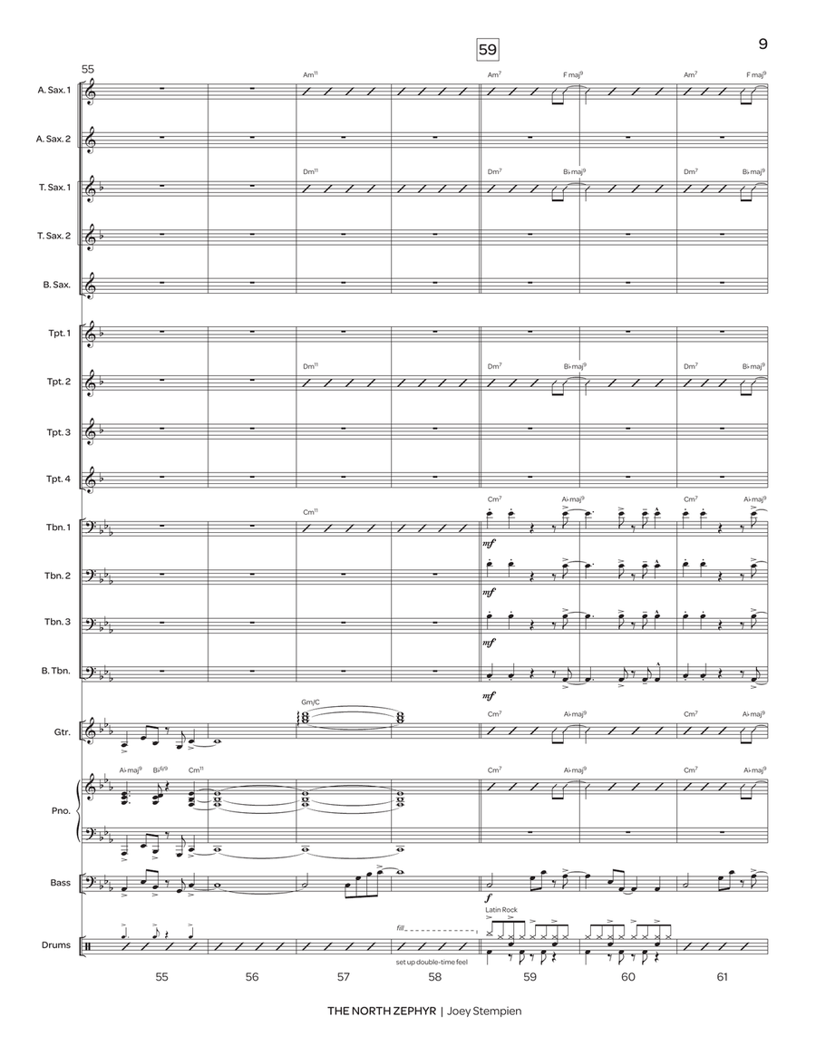 The North Zephyr (score only) Jazz Ensemble scores gallery preview page 9