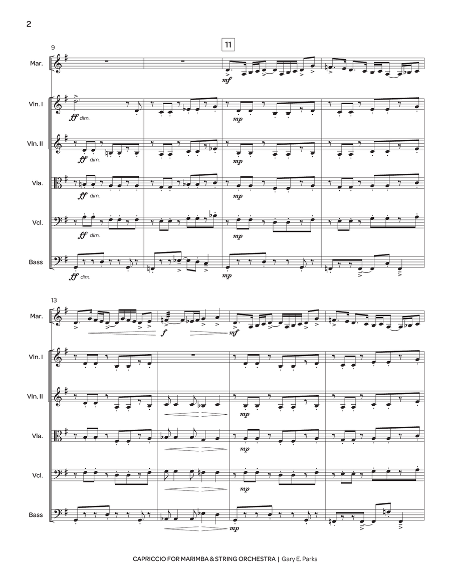 Capriccio for Marimba & String Orchestra String Orchestra scores gallery preview page 3