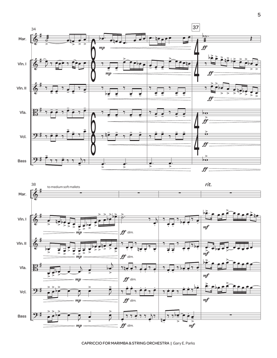 Capriccio for Marimba & String Orchestra String Orchestra scores gallery preview page 6