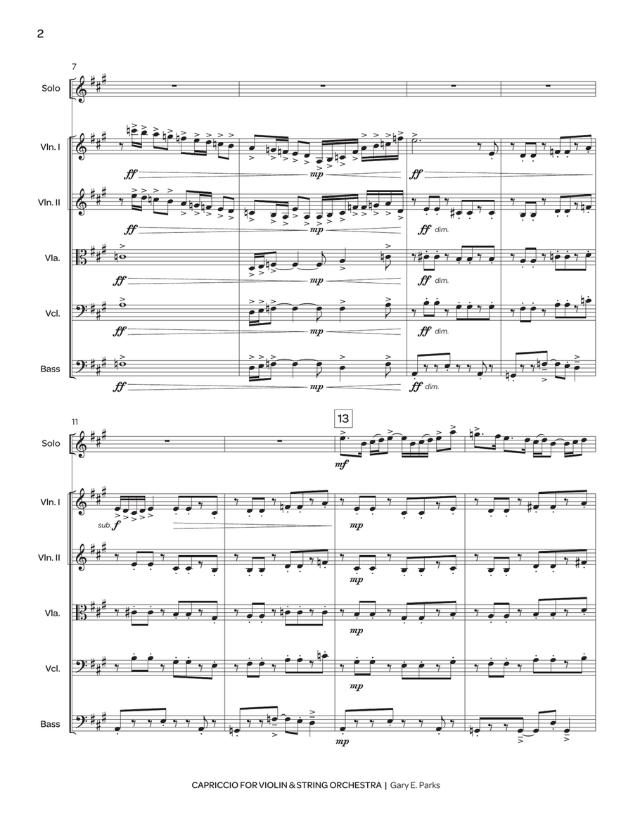 Capriccio for Violin & String Orchestra (score only) String Orchestra scores gallery preview page 3