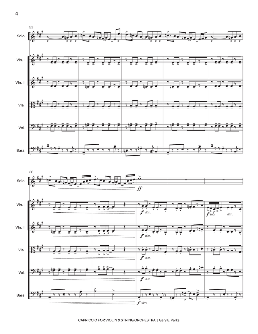 Capriccio for Violin & String Orchestra (score only) String Orchestra scores gallery preview page 5