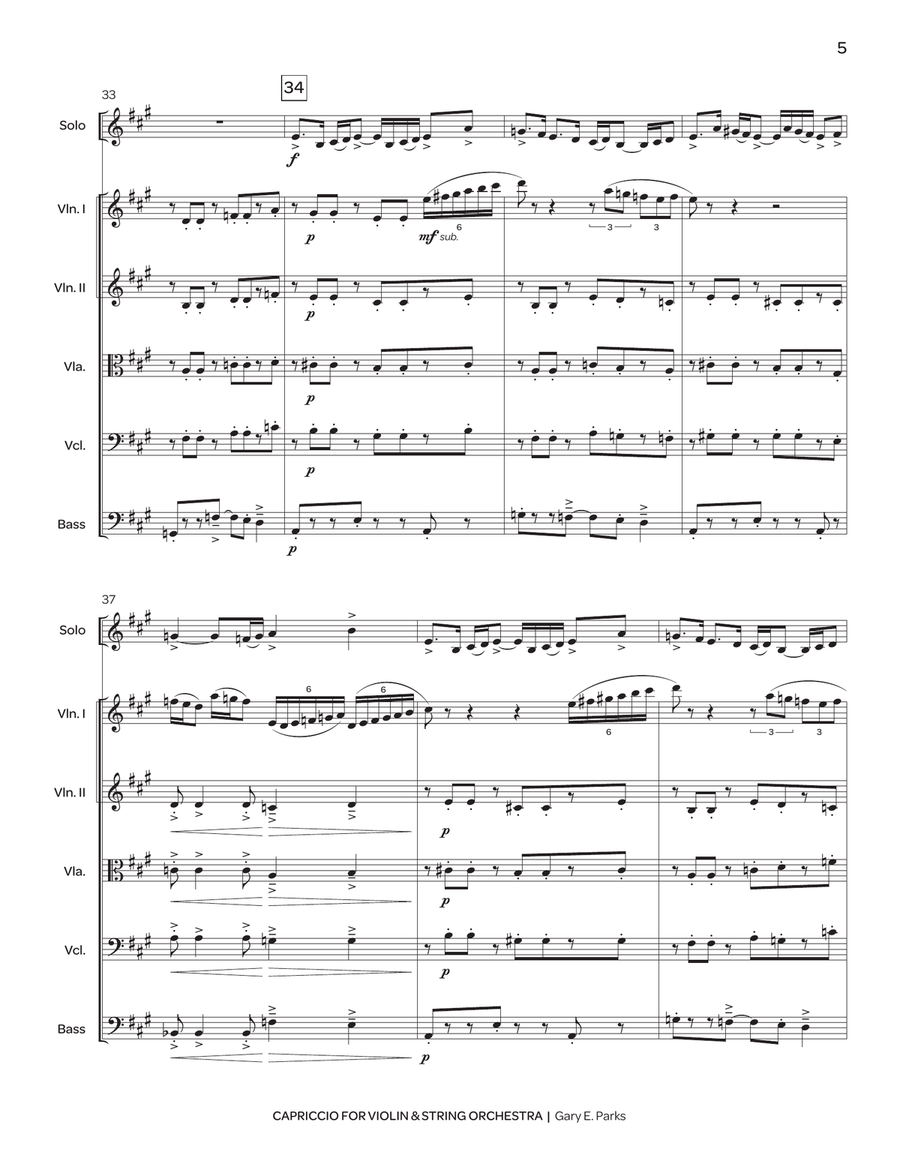 Capriccio for Violin & String Orchestra (score only) String Orchestra scores gallery preview page 6