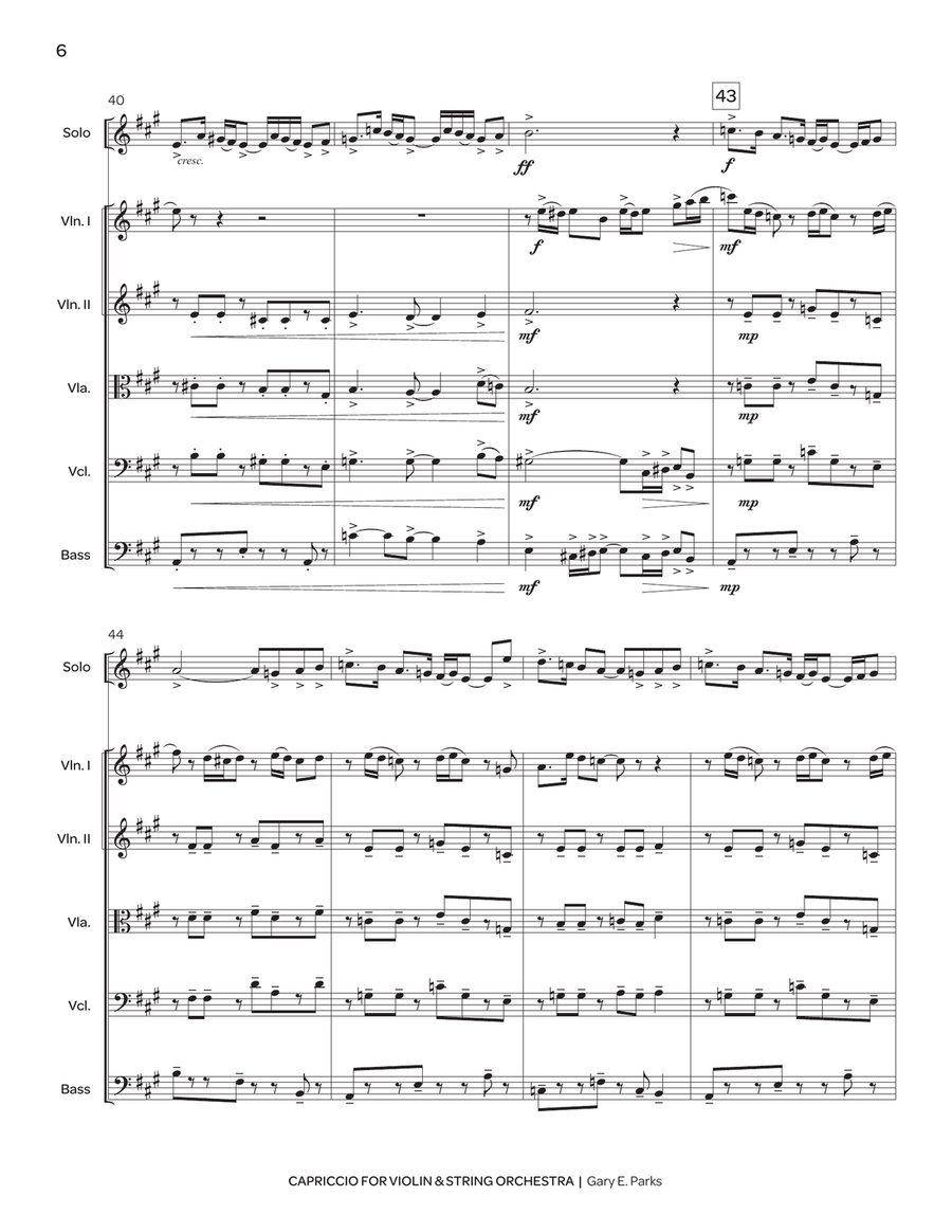 Capriccio for Violin & String Orchestra (score only) String Orchestra scores gallery preview page 7
