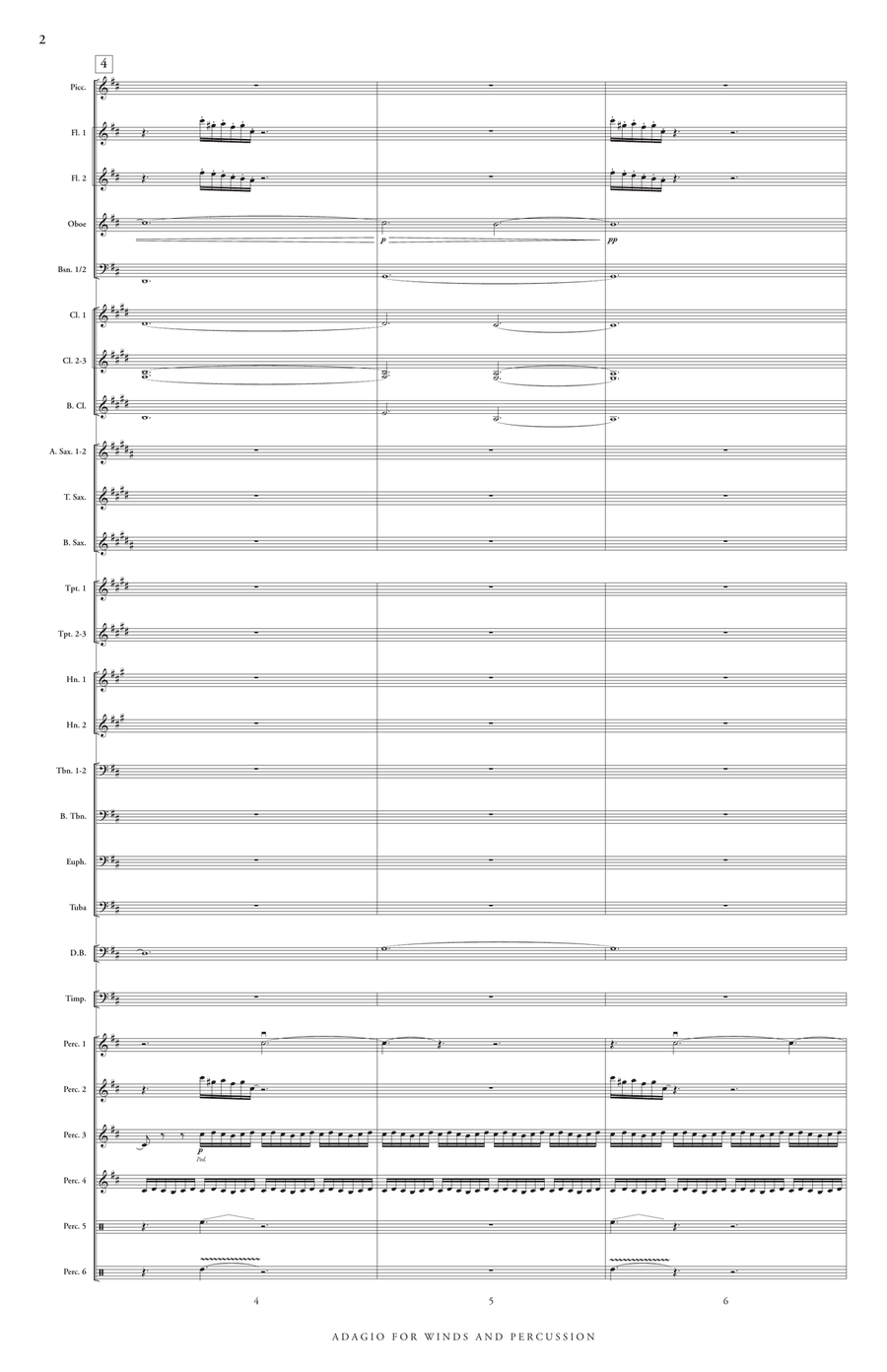 Adagio for Winds and Percussion (score only) Concert Band scores gallery preview page 4