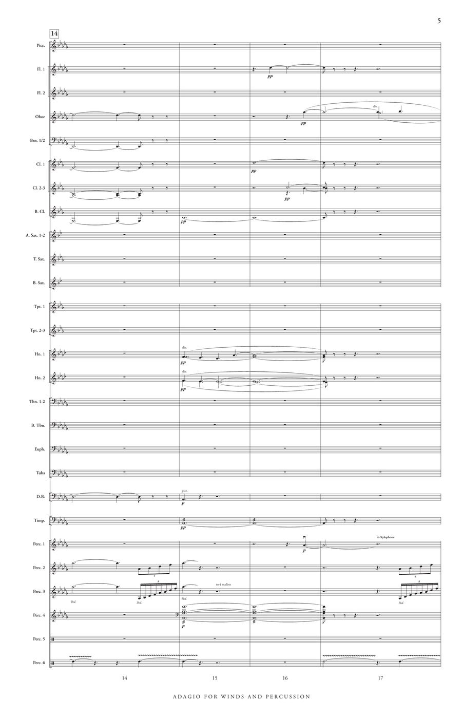 Adagio for Winds and Percussion (score only) Concert Band scores gallery preview page 7