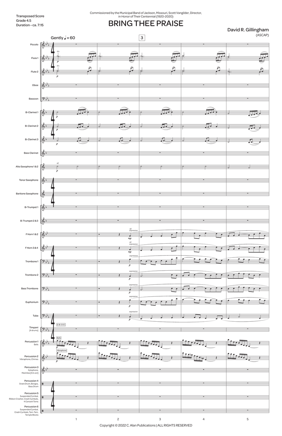 Bring Thee Praise (score only) Concert Band scores gallery preview page 2