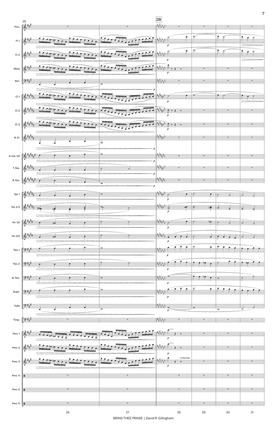 Bring Thee Praise (score only) Concert Band scores gallery preview page 8