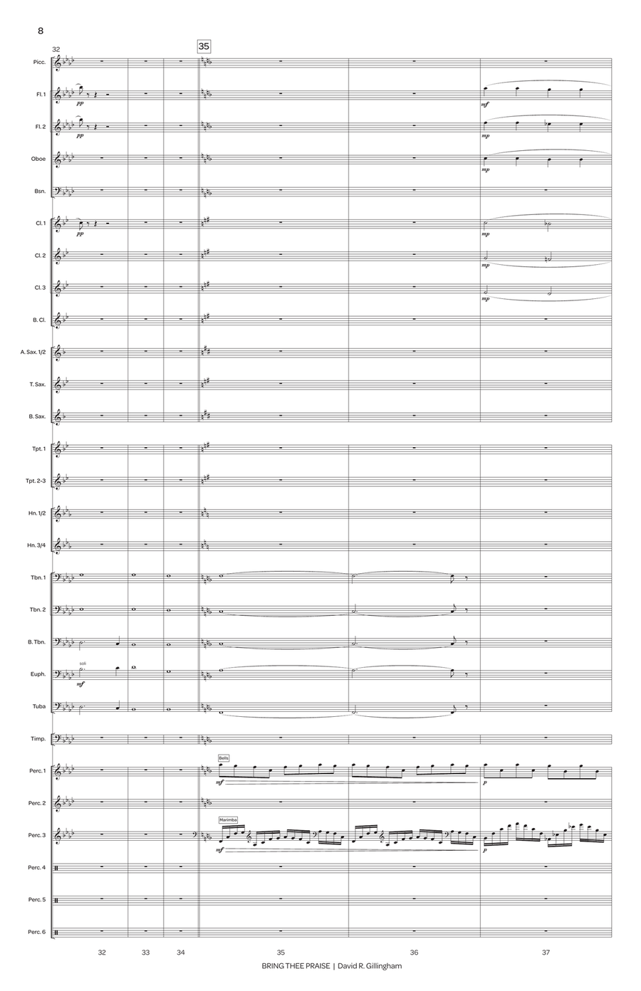 Bring Thee Praise (score only) Concert Band scores gallery preview page 9