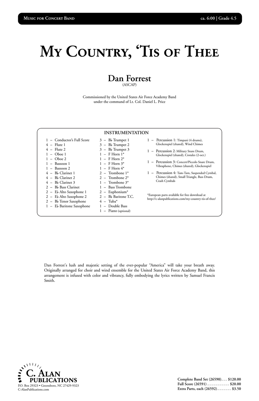 My Country 'Tis of Thee (score only) Concert Band scores gallery preview page 2