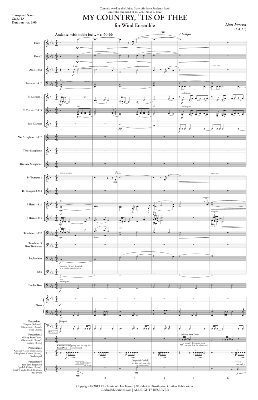 My Country 'Tis of Thee (score only) Concert Band scores gallery preview page 3