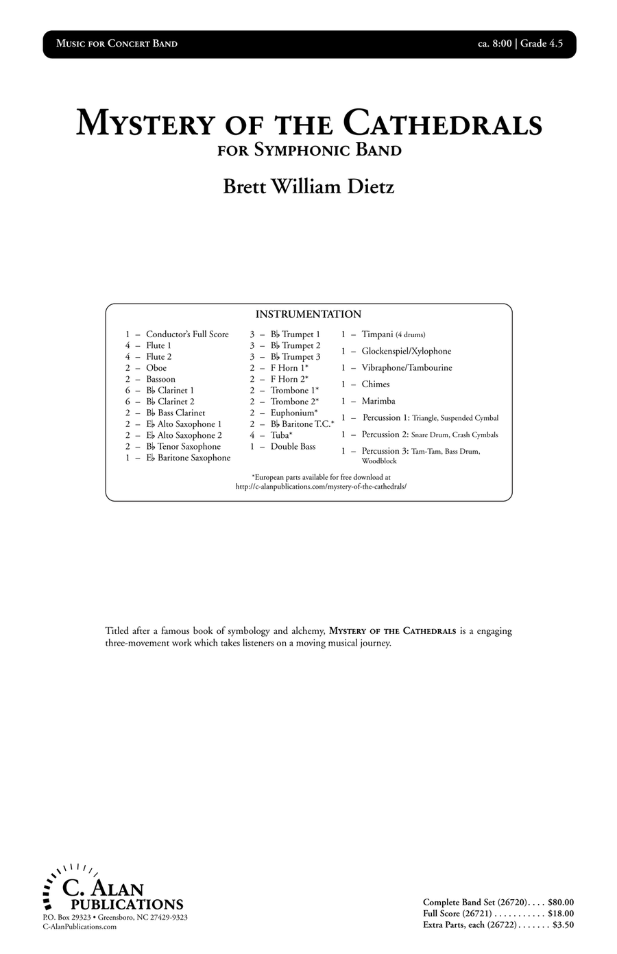 Mystery of the Cathedrals Concert Band scores gallery preview page 2