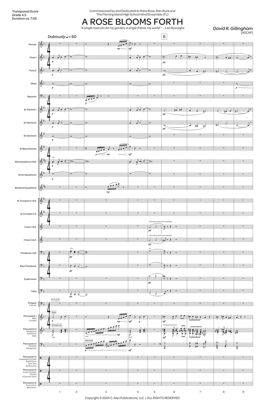 Rose Blooms Forth, A (score only) Concert Band scores gallery preview page 2