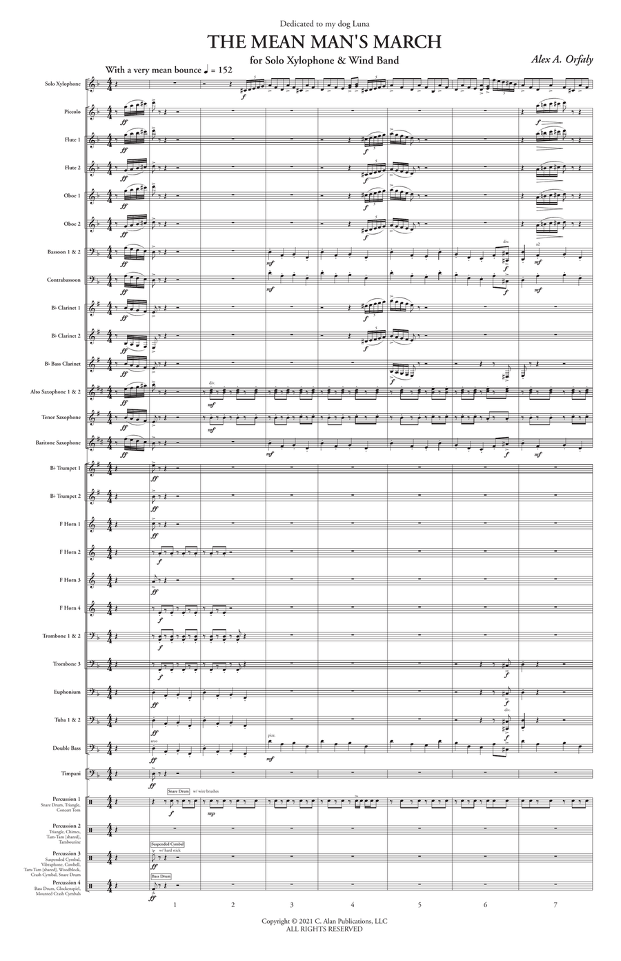 Mean Man's March (band version) Percussion scores gallery preview page 2