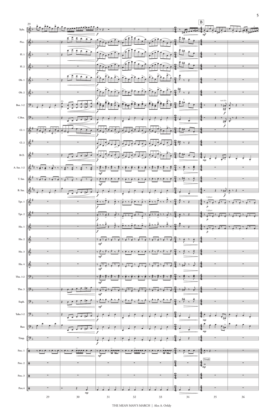 Mean Man's March (band version) Percussion scores gallery preview page 6