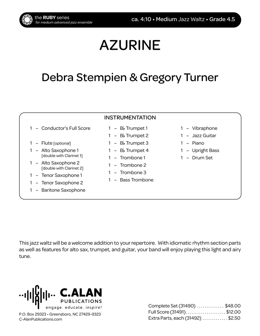 Azurine (score only) Azurine (score only) Jazz Ensemble scores gallery preview page 2