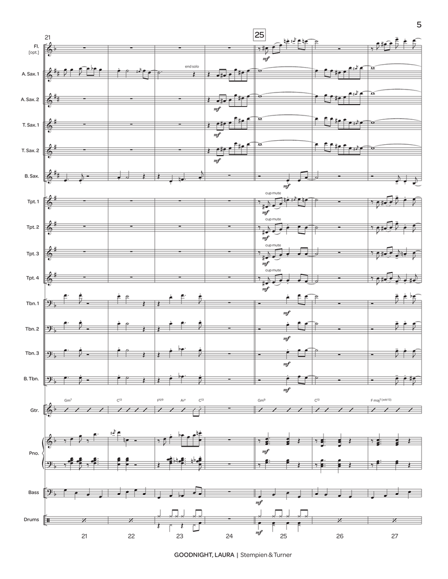 Goodnight, Laura Goodnight, Laura Jazz Ensemble scores gallery preview page 5