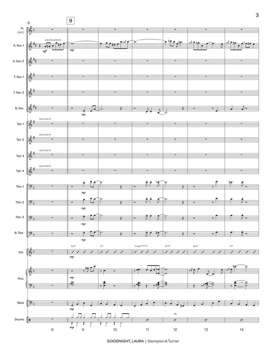 Goodnight, Laura (score only) Jazz Ensemble scores gallery preview page 3