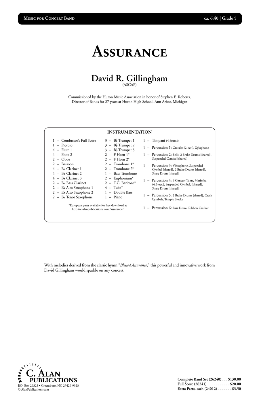 Assurance (score only) Assurance (score only) Concert Band scores gallery preview page 2