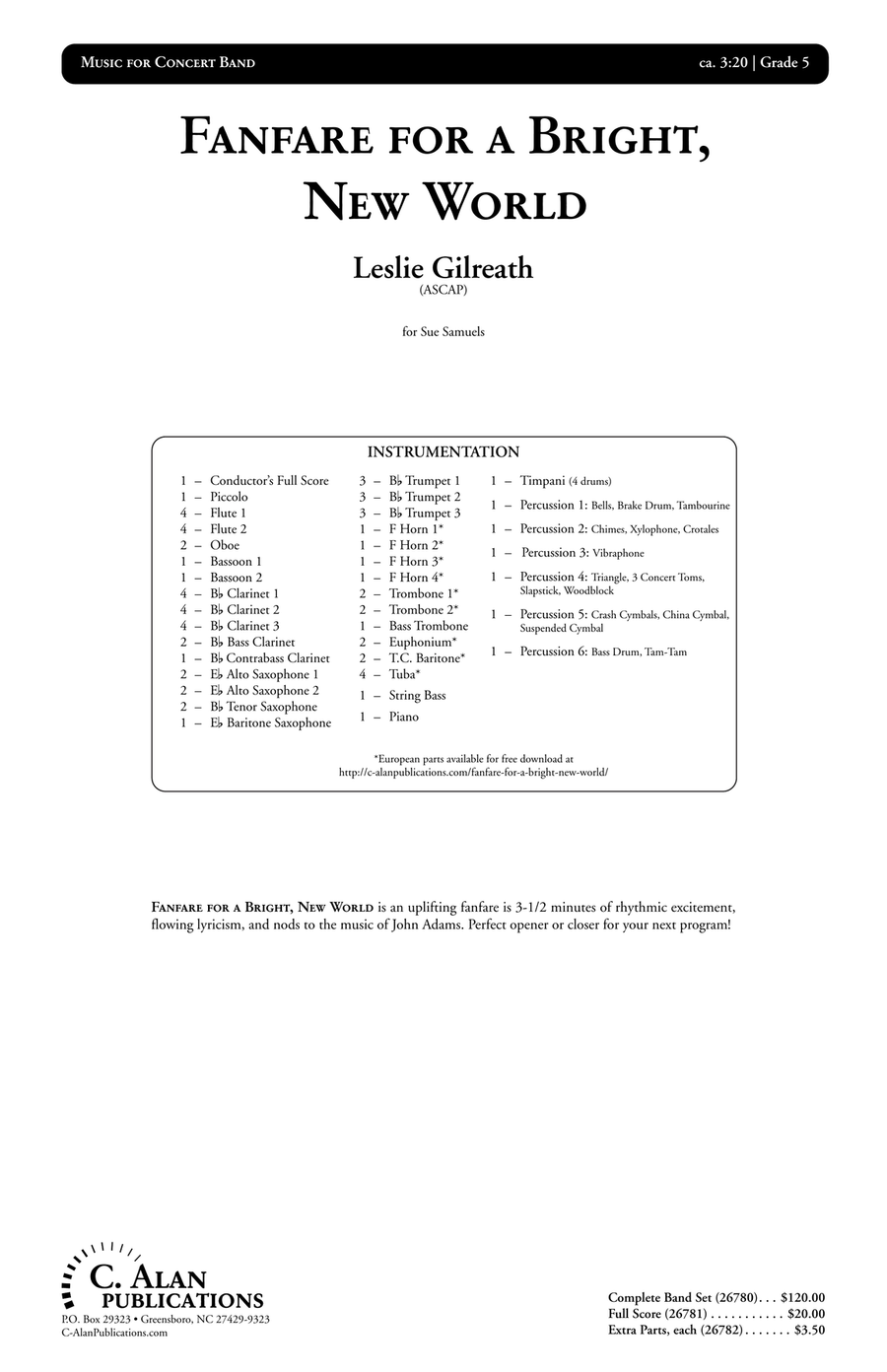 Fanfare for a Bright, New World (score only) Concert Band scores gallery preview page 2