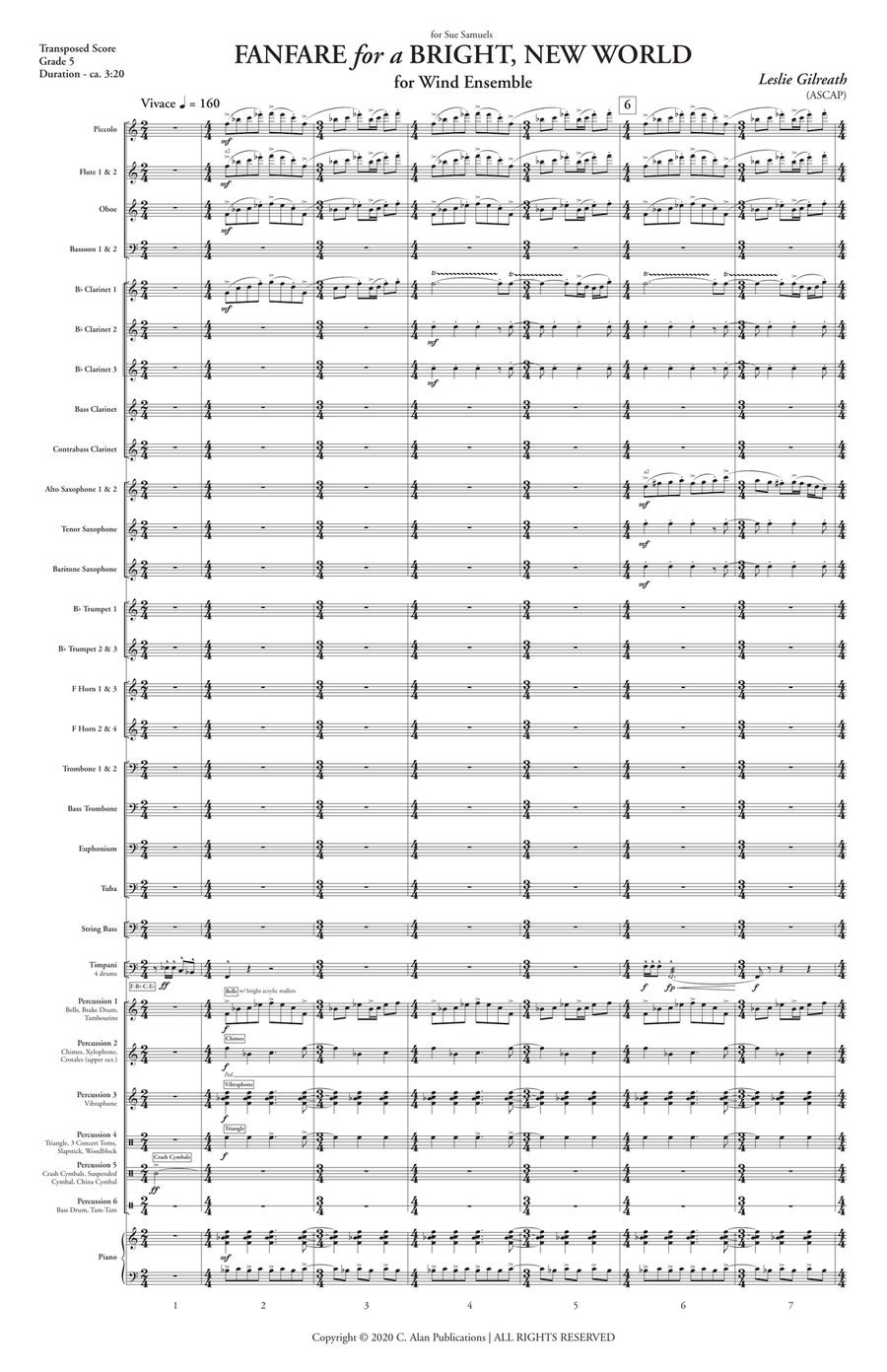 Fanfare for a Bright, New World (score only) Concert Band scores gallery preview page 3