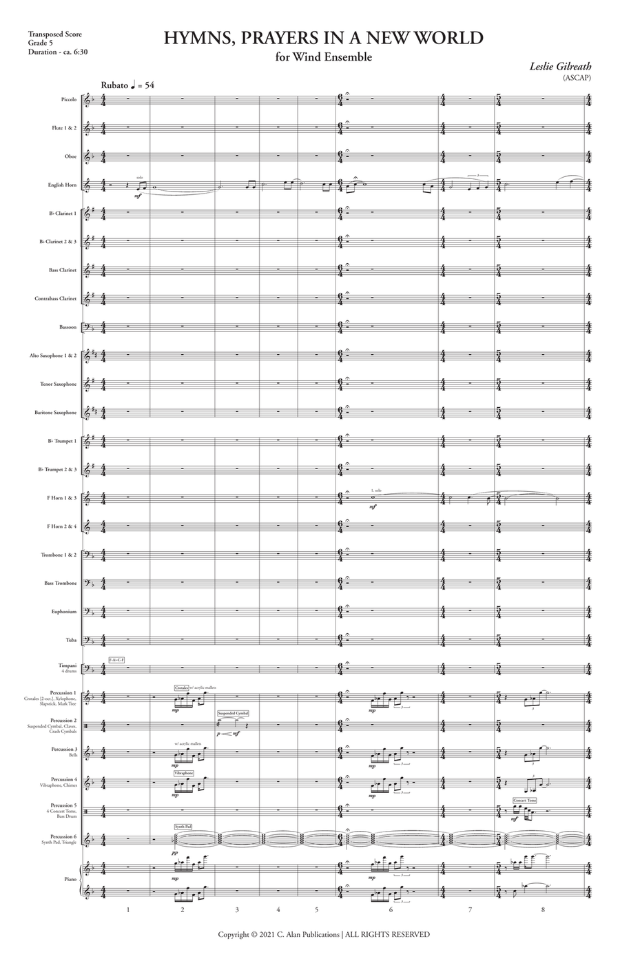 Hymns, Prayers, in a New World Concert Band scores gallery preview page 2