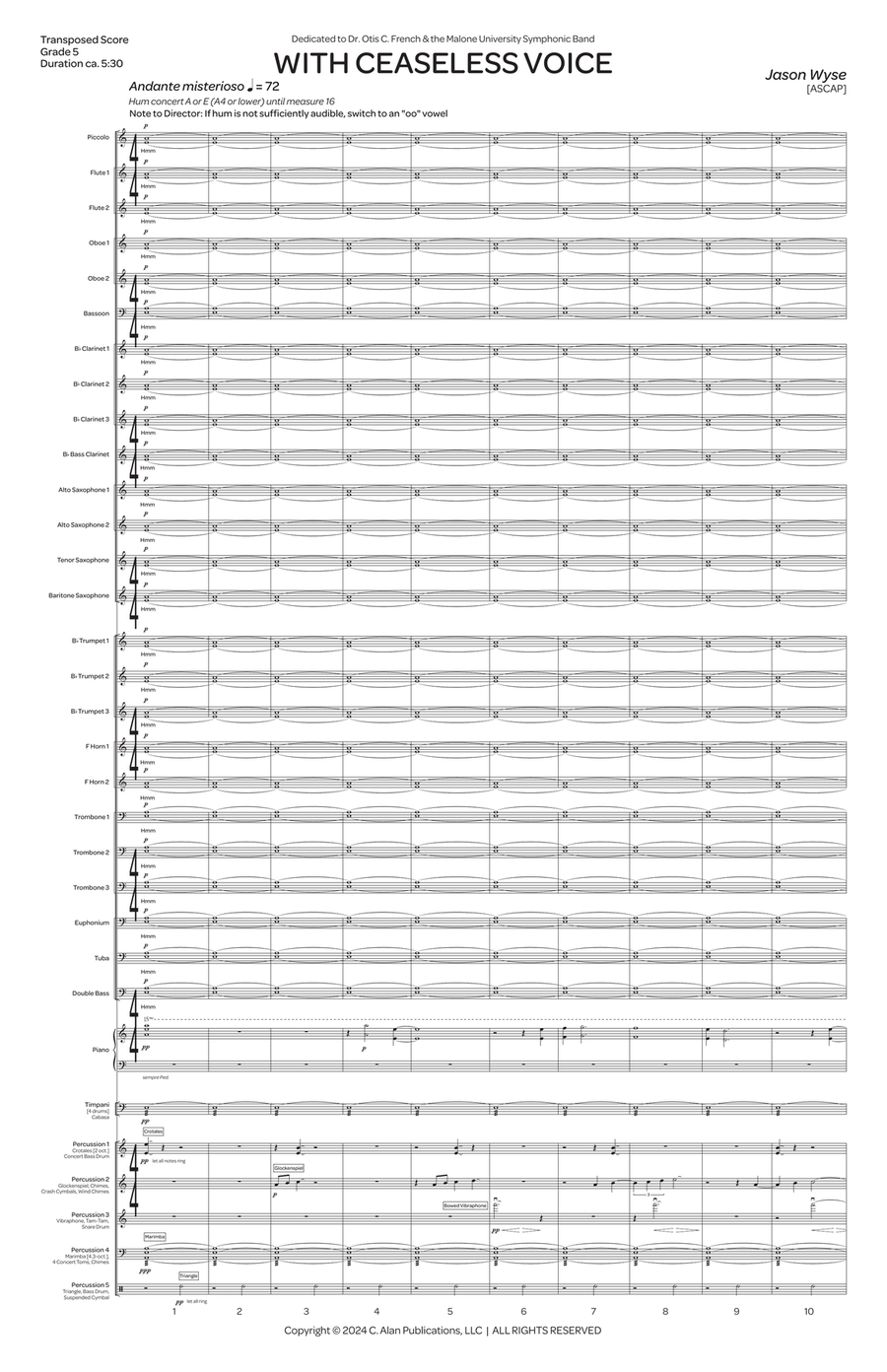 With Ceaseless Voice (score only) Concert Band scores gallery preview page 2