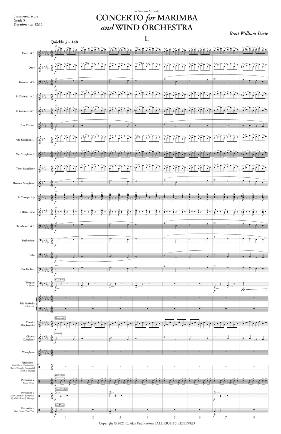 Concerto for Marimba and Wind Orchestra Marimba scores gallery preview page 2