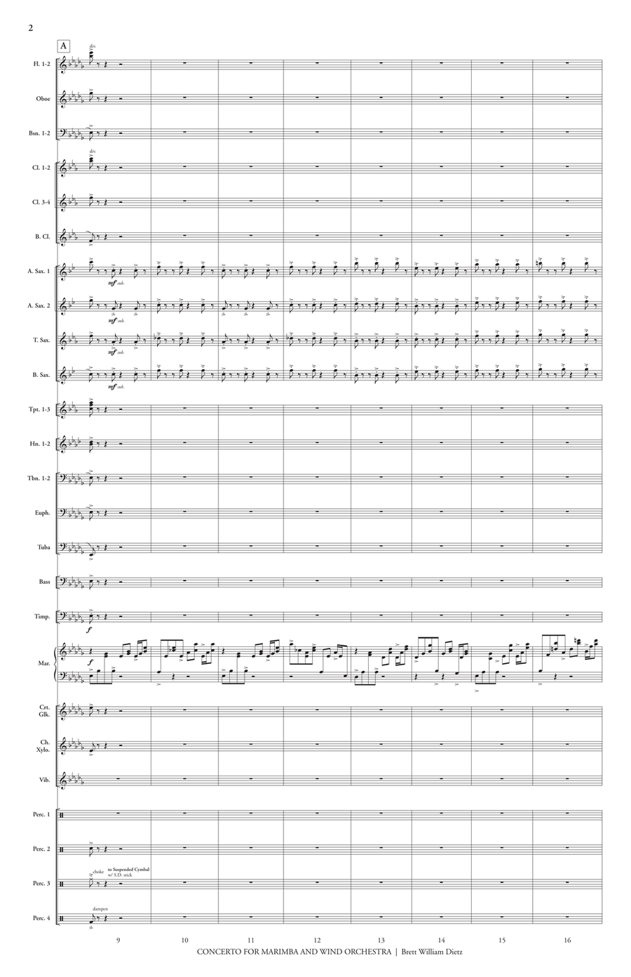 Concerto for Marimba and Wind Orchestra Marimba scores gallery preview page 3
