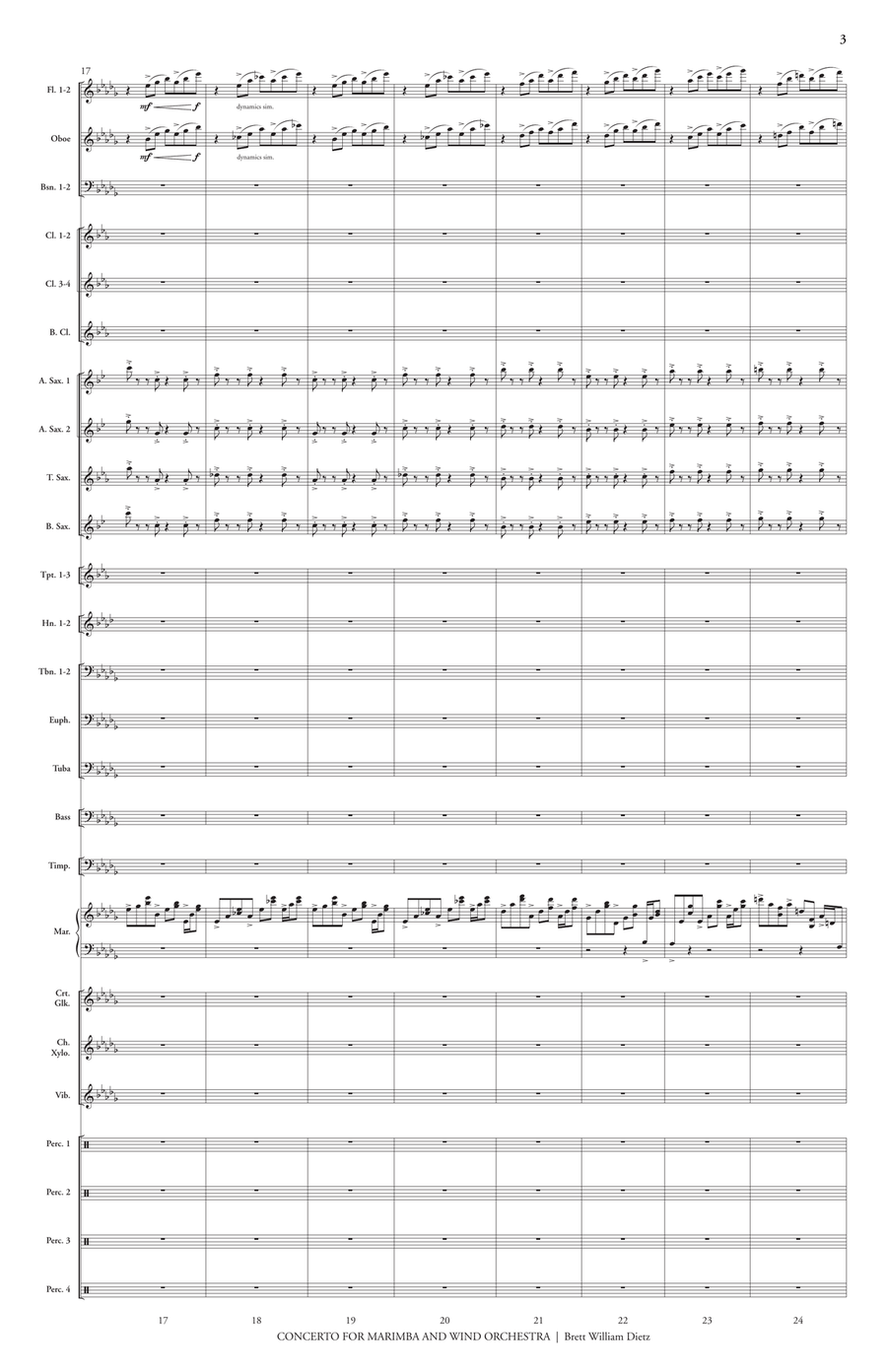 Concerto for Marimba and Wind Orchestra Marimba scores gallery preview page 4
