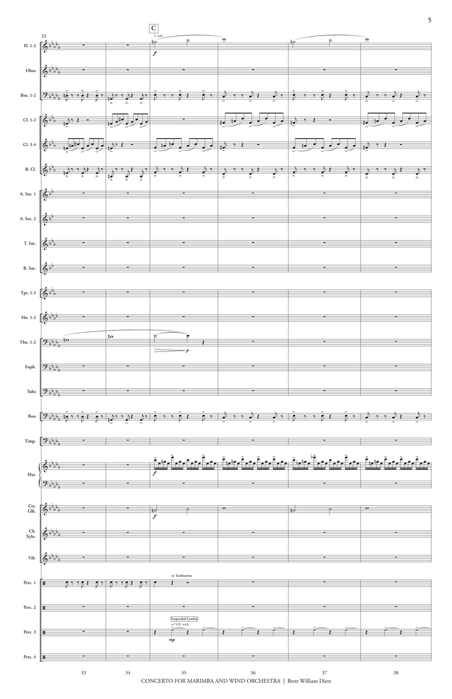 Concerto for Marimba and Wind Orchestra Marimba scores gallery preview page 6
