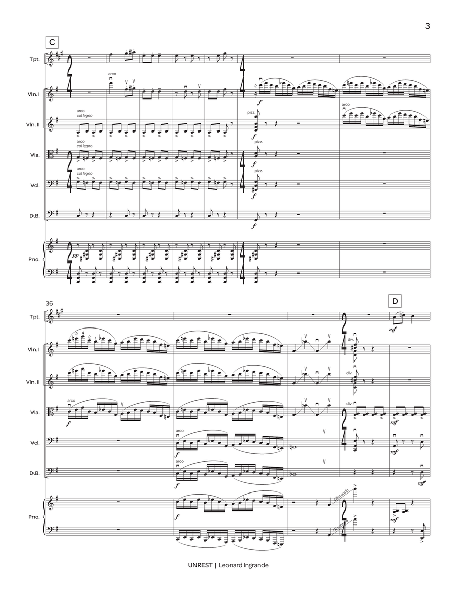 Unrest (score only) String Orchestra scores gallery preview page 4
