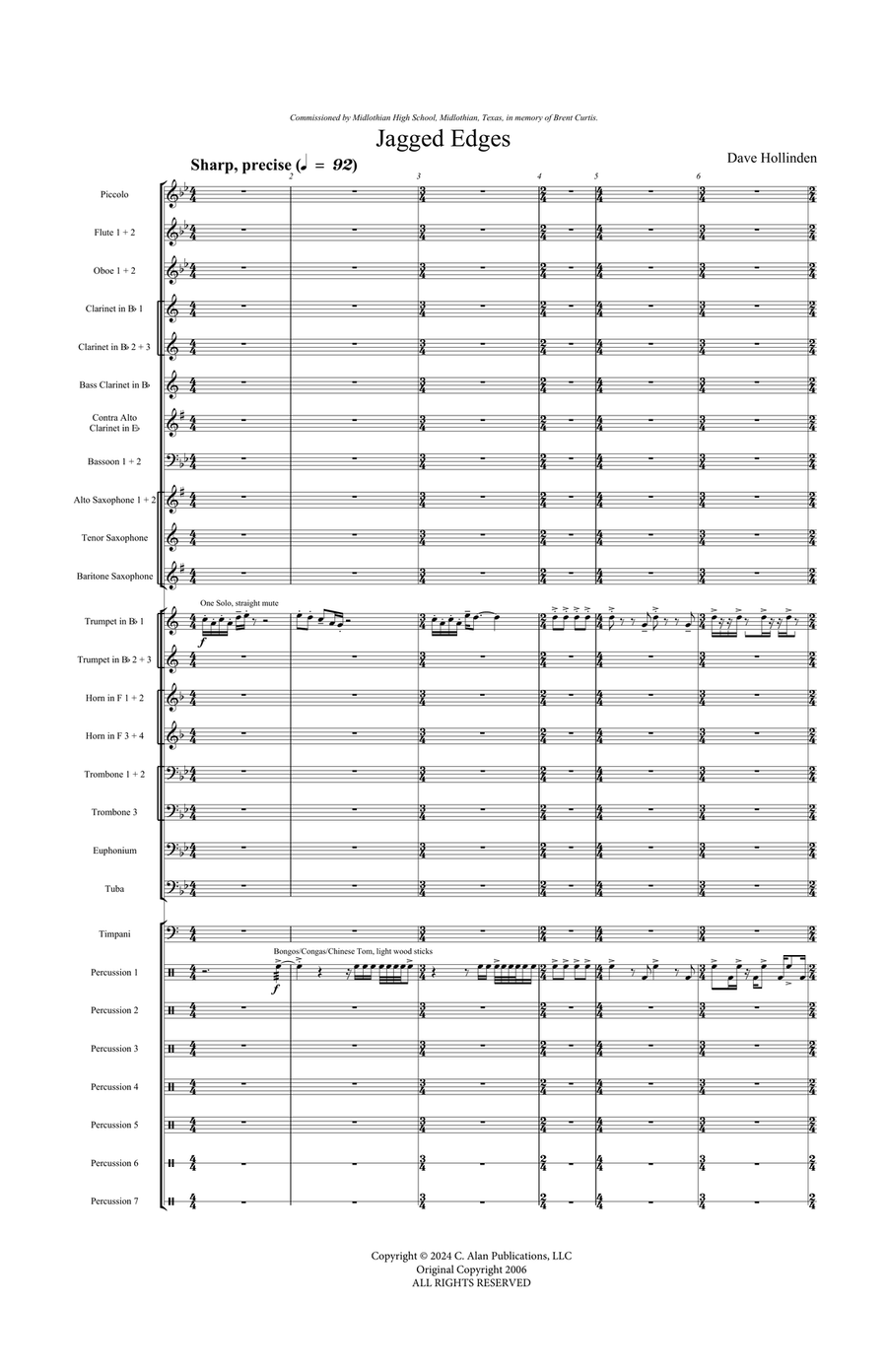Jagged Edges (score only) Concert Band scores gallery preview page 3