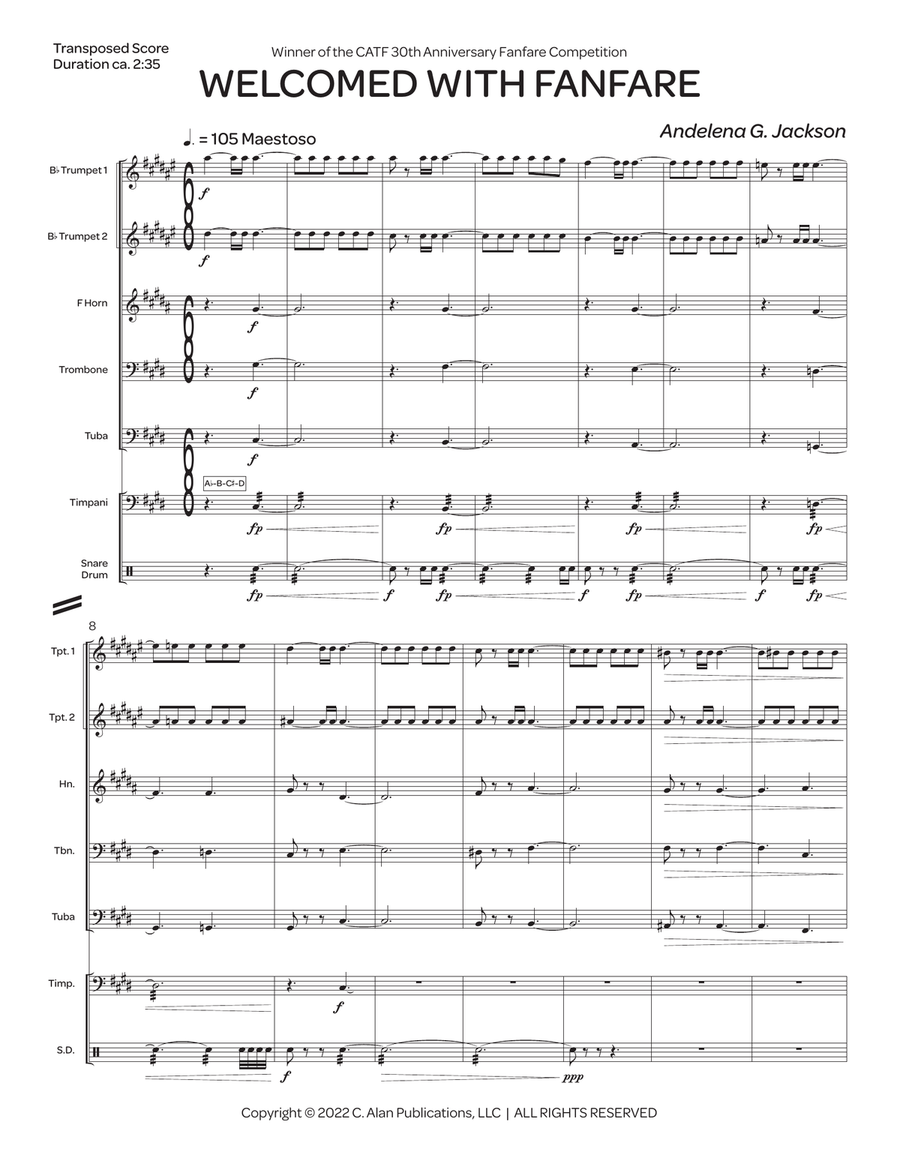 Welcomed with Fanfare Welcomed with Fanfare Percussion scores gallery preview page 2