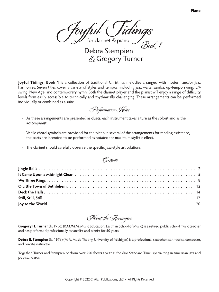 Joyful Tidings, Book 1 for Clarinet & Piano Clarinet Solo scores gallery preview page 2